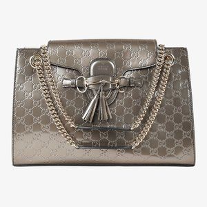 Gucci Shine Guccissima Large Emily Chain Shoulder Bag in Metallic Leather